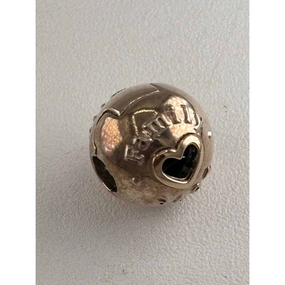 Authentic Pandora Sterling Sterling Silver/14K Gold FAMILY & LOVE Clip #792110